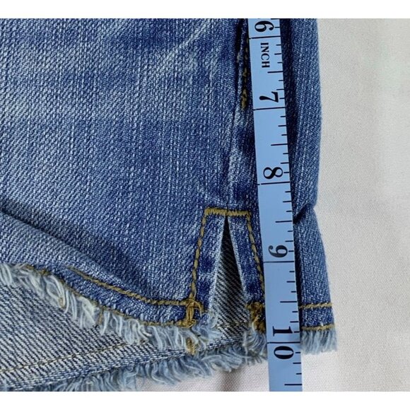 Vintage-Look Maurices Juniors Denim Shorts Frayed Hem Buttoned Pockets Size 1/2 - Picture 5 of 11